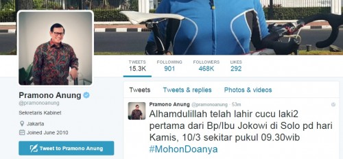 twitt kelahiran cucu jokowi
